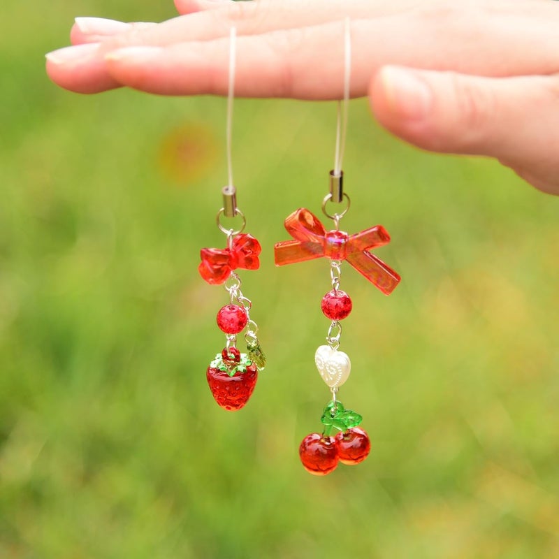 THSOGO Cute Strawberry Cherry Phone Charm Delicate Y2K Kpop Aesthetic Charm For Phone Bag Keychain Airpods Camera Pendants Decor - Image 4